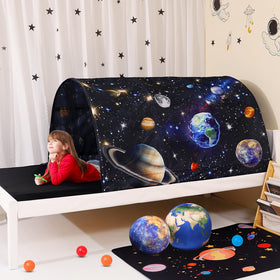 Lucky Castle bed tent with easy-entry rolled curtains for quick access