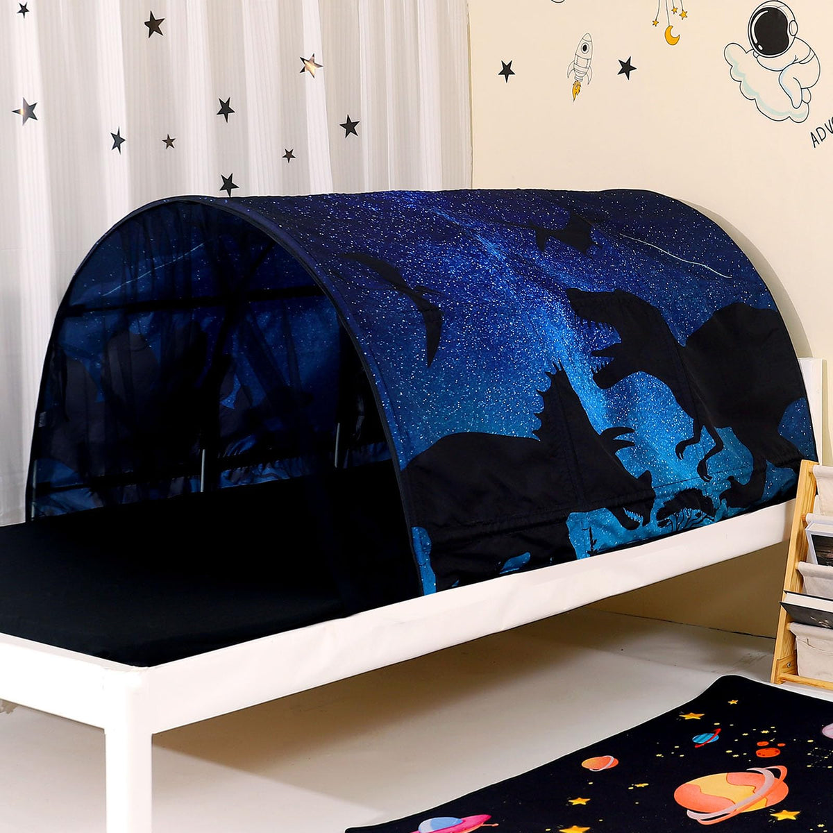 Lucky Castle bed tent front view showcasing its dreamy private space for kids.