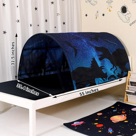 Lucky Castle bed tent interior space forming a cozy reading nook.