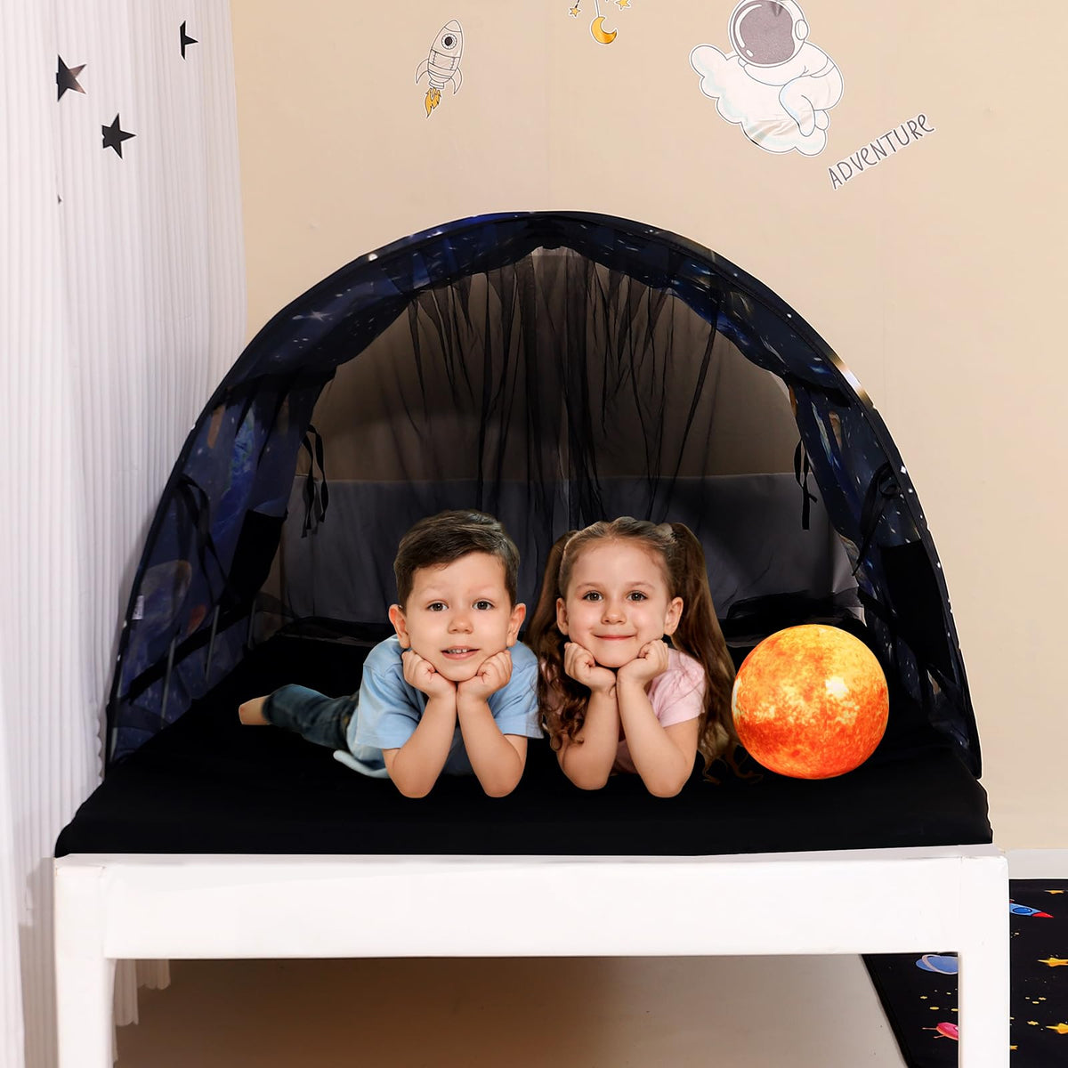 Lucky Castle bed tent pops up easily for quick indoor setup