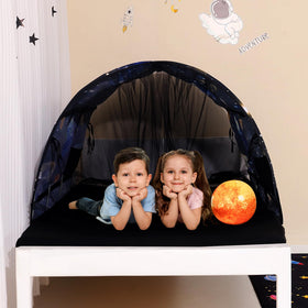 Lucky Castle bed tent pops up easily for quick indoor setup