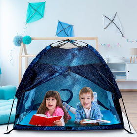 Lucky Castle kids play tent interior space measures 47 by 47 by 40 inches for cozy play.