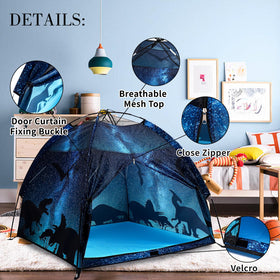 Lucky Castle play tent mesh design promotes air flow while keeping an eye on children.