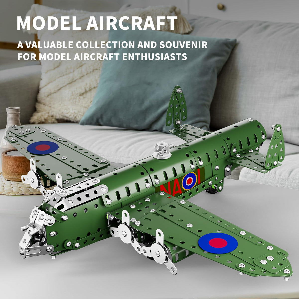 Lucky Doug army-green model airplane highlighting realistic design and immersive build.