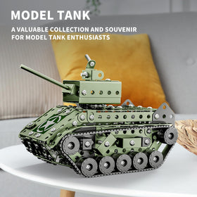 Lucky Doug Army Tank parts spread out for careful assembly practice