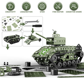 Lucky Doug Army Tank collection display capturing a sturdy STEM keepsake