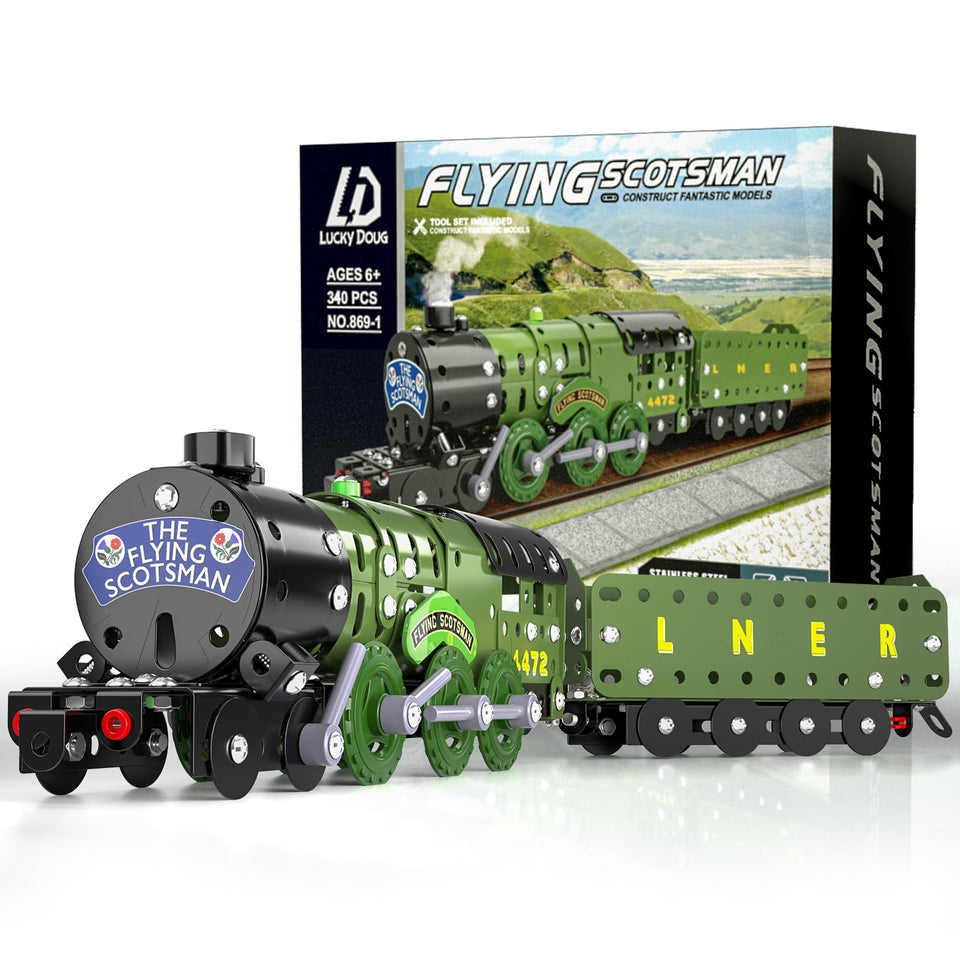 Lucky Doug model train assembly parts showcase durable metal pieces for hands-on building