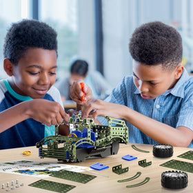 Lucky Doug truck features movable wheels and steering for interactive play.
