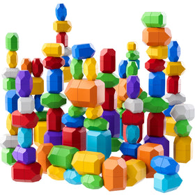 Lucky Doug stacking rocks 50pcs in 4 sizes supports grasping, sorting, and early spatial reasoning.