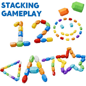 Lucky Doug stacking rocks BPA-free design supports safe, washable playtime.
