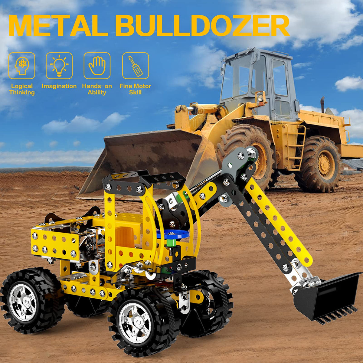Lucky Doug stem-building-parts-kit close-up shows 256 parts for building