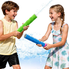 Lucky Doug Toddler Foam Water Blaster in yellow pattern, bright, easy to spot during group water games.