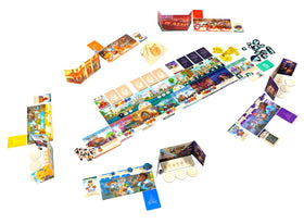 Lucky Duck Games Critter Kitchen game board featuring competing chefs racing for ingredients