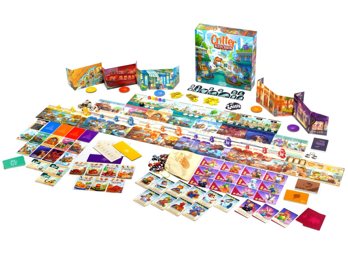 Lucky Duck Games Critter Kitchen ingredients cards spread for quick menu planning