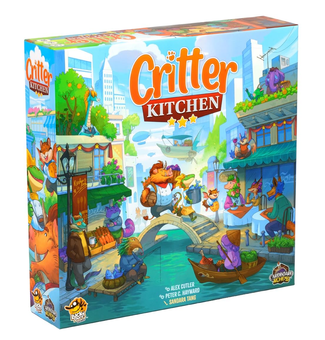 Lucky Duck Games Critter Kitchen players gathered around a table ready to play