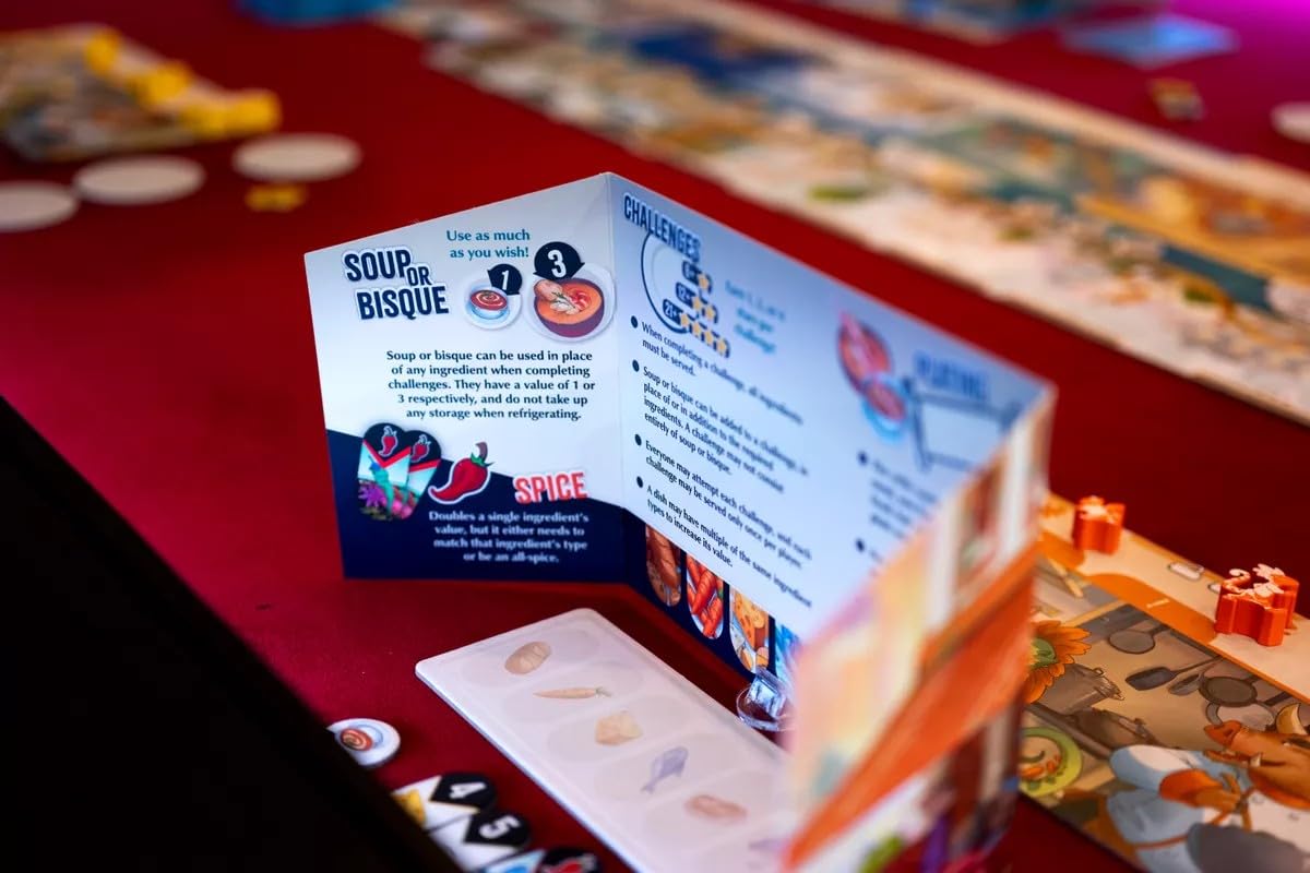 Lucky Duck Games Critter Kitchen A La Cart players pieces highlight adaptable cards for varied counts.