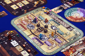Lucky Duck Games Unconscious Mind tiles and cards arranged for varied tactics and planning.