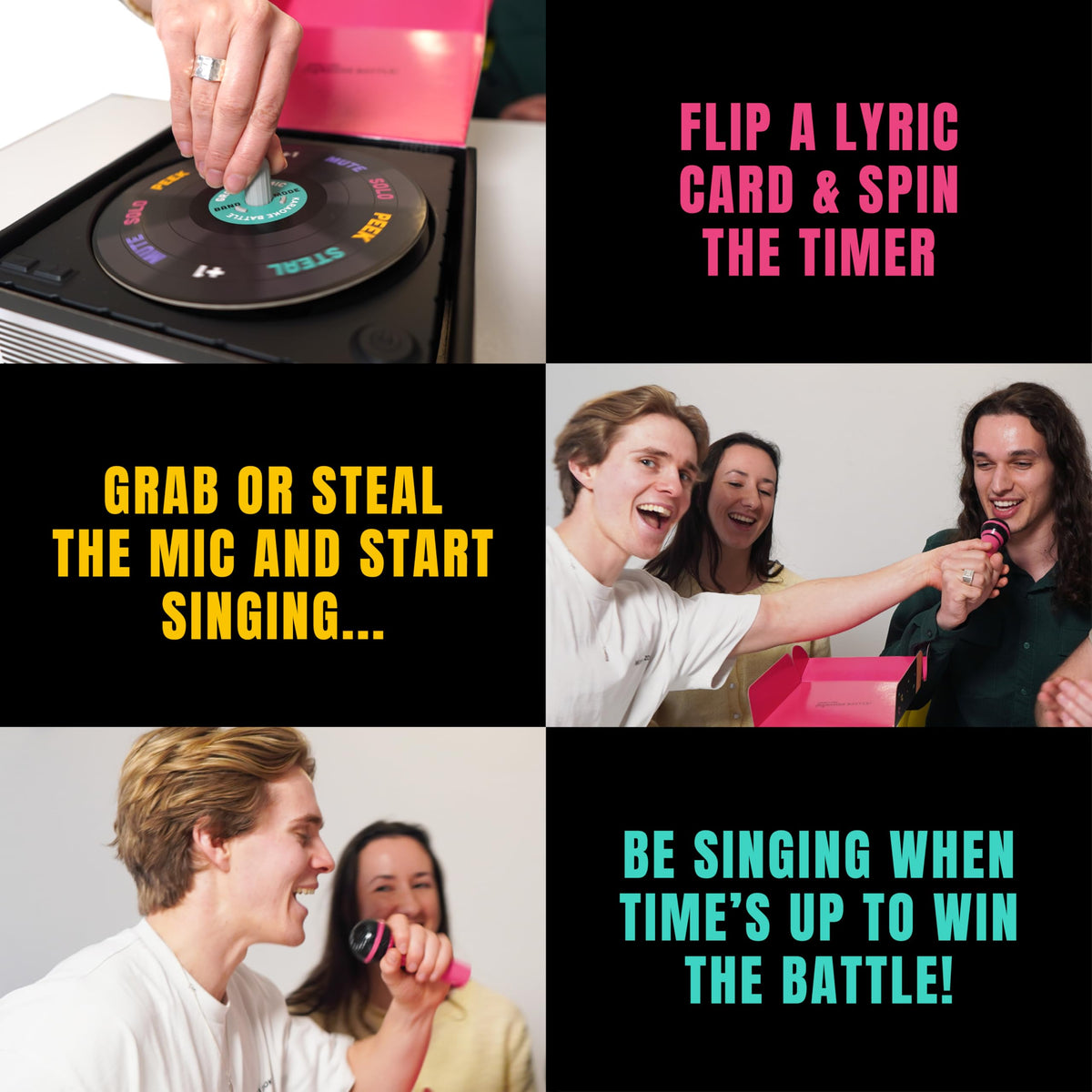 Lucky Egg Grab The Mic game components organized for quick setup and easy play.