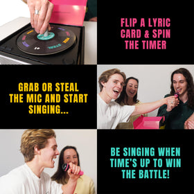 Lucky Egg Grab The Mic game components organized for quick setup and easy play.