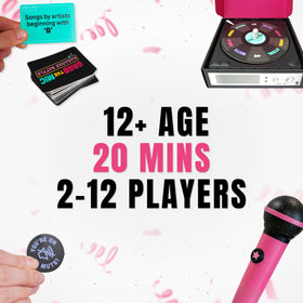 Lucky Egg Grab The Mic prompt cards spark spontaneity and fast singing challenges.