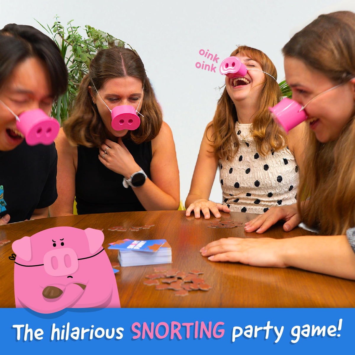 Lucky Egg Snort Funny: challenge cards spread, 150 prompts fuel nonstop party fun.