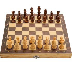 LuckyWish 15x15 magnetic folding chess set open board shows portable travel-friendly design.