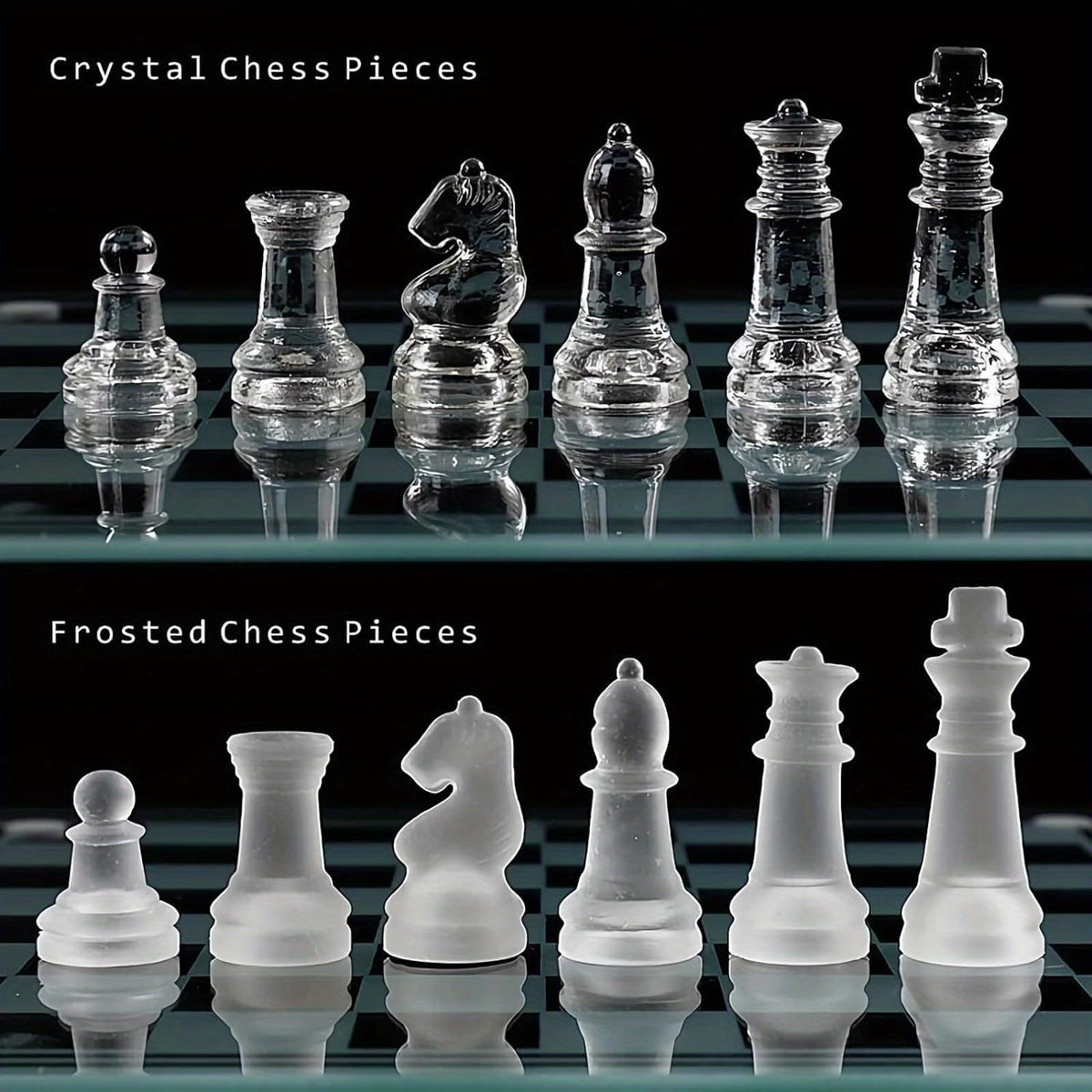 LuckyWish glass chess set compact design fits small spaces for easy setup