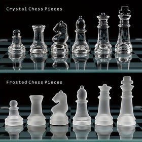 LuckyWish glass chess set compact design fits small spaces for easy setup