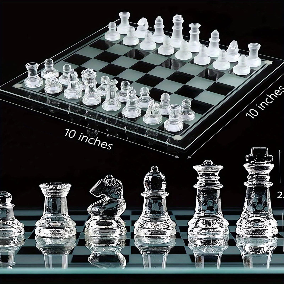 LuckyWish glass chess set soft felt base protecting the board