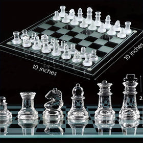 LuckyWish glass chess set soft felt base protecting the board