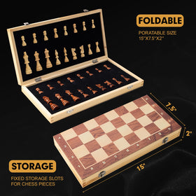 LuckyWish wooden chess pieces magnified with magnets highlight precision and tactile feel.