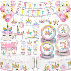 LUCSUER unicorn birthday banner for a bright party backdrop and photo moments