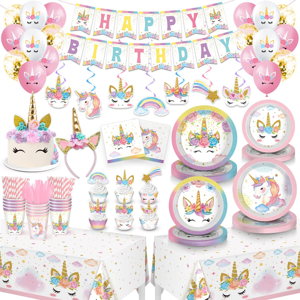 LUCSUER unicorn birthday banner for a bright party backdrop and photo moments