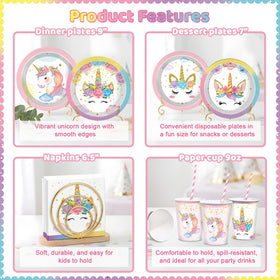 LUCSUER unicorn dinner plates 9in bring color and easy serving for guests