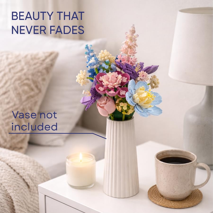 Ludari brick flower set becomes a decorative keepsake after building