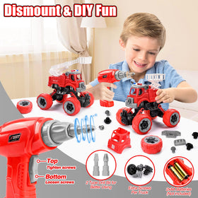 LUDILO fire truck ladder model showcases a stackable construction playset.