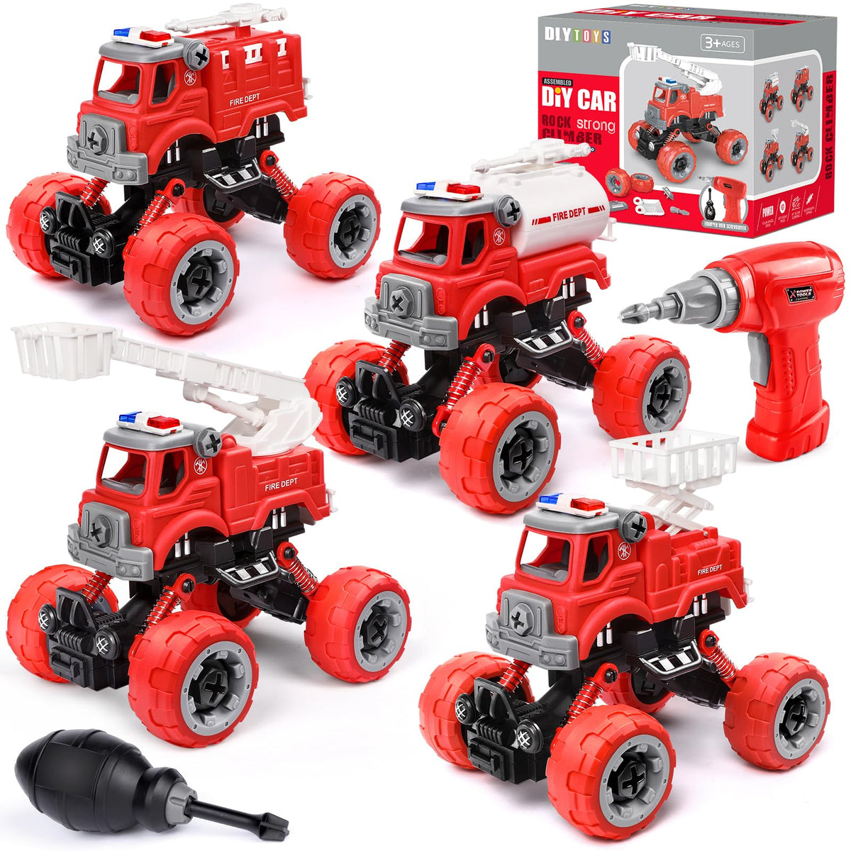 LUDILO fire truck take apart assembly kit enables imaginative building sessions.
