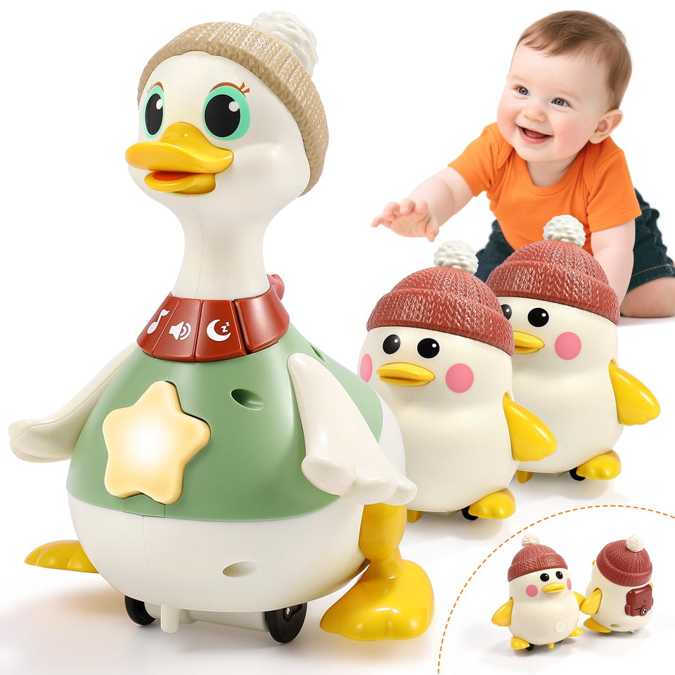 LUDILO musical crawling duck toy with lights enhances visual tracking during playtime