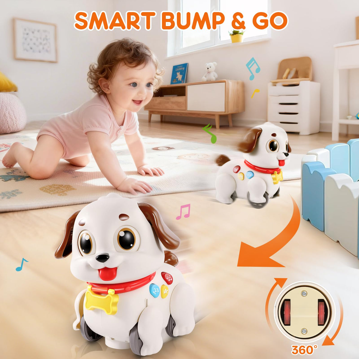 LUDILO Puppy obstacle-avoidance wheel enables smooth crawling exploration.