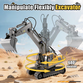 LUDILO RC excavator joystick operation demonstrates precise multi-direction control for kids.