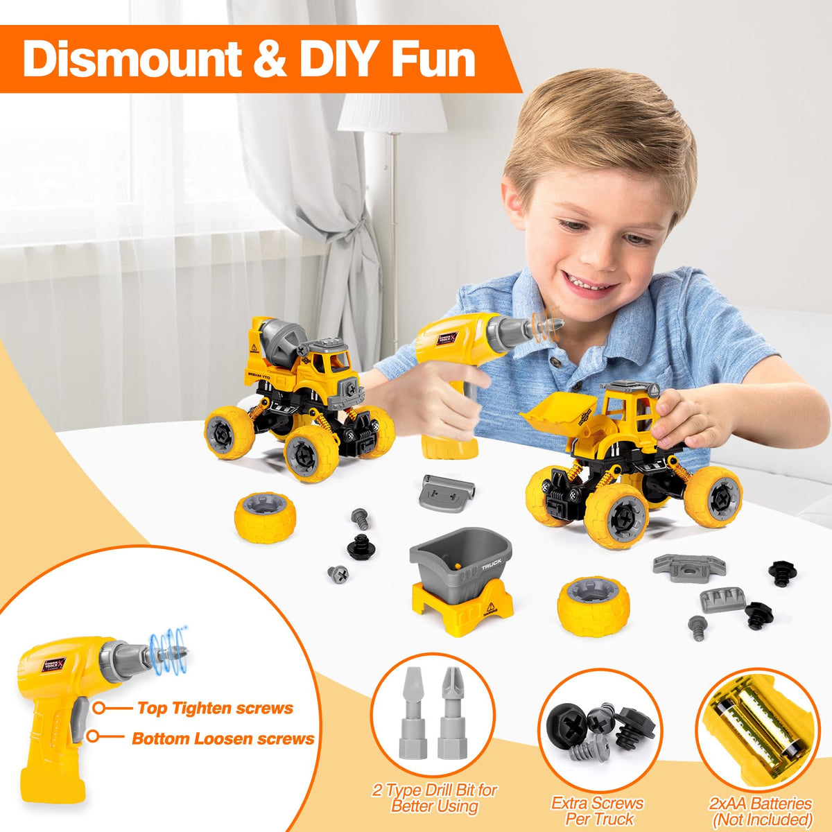 LUDILO bulldozer take apart toy boosts fine motor skills during play