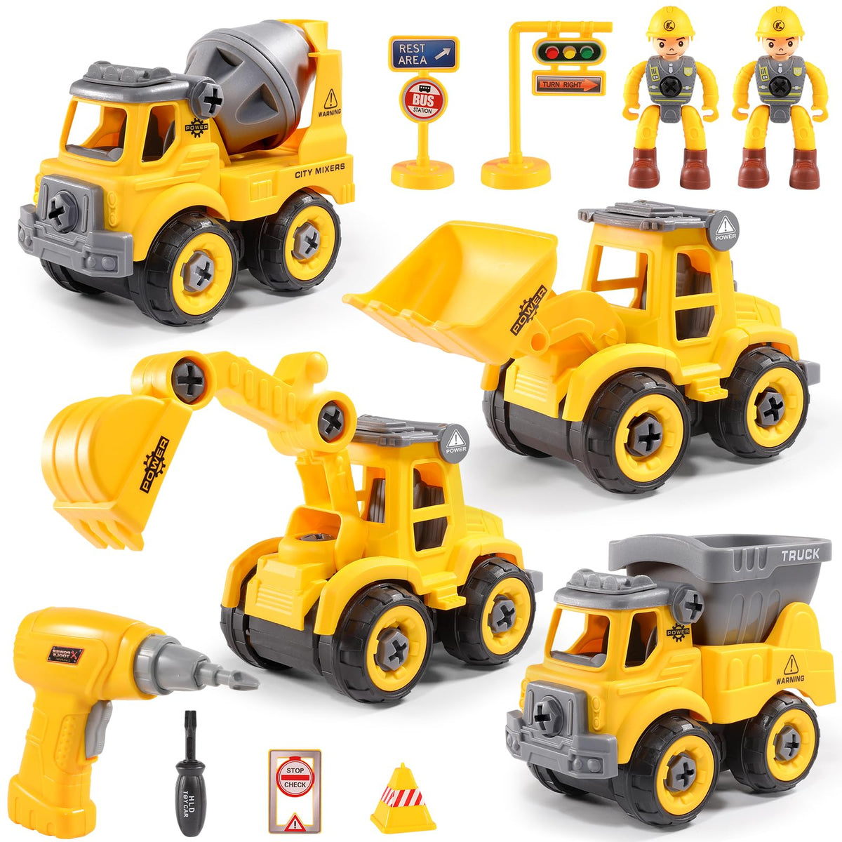 LUDILO Toddler Construction Trucks with drill set boosts imaginative play and fine motor skills.