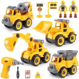 LUDILO Toddler Construction Trucks with drill set boosts imaginative play and fine motor skills.