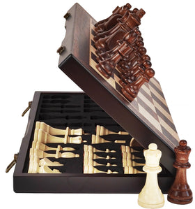 Ludoore 17-inch magnetic chess board laid flat for spacious, easy-piece play