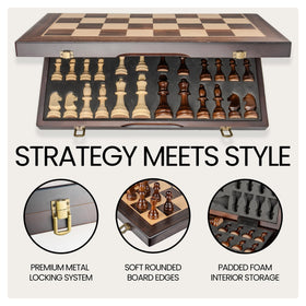 Ludoore brass hinges and magnetic closure provide durable travel setup