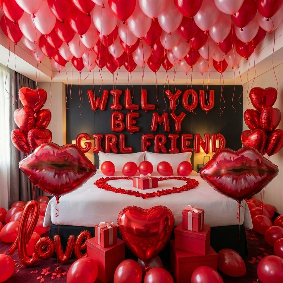 LuftParty Will You Be My Girlfriend banner creates a bold proposal focal point.