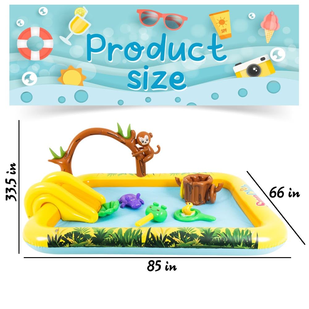LUKBERA inflatable play center slide adds fast, splashy thrills for kids