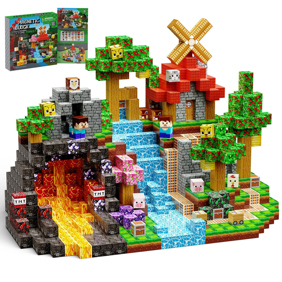Lukoca forest-200pcs-parts close-up showing vibrant pieces for imaginative forest builds