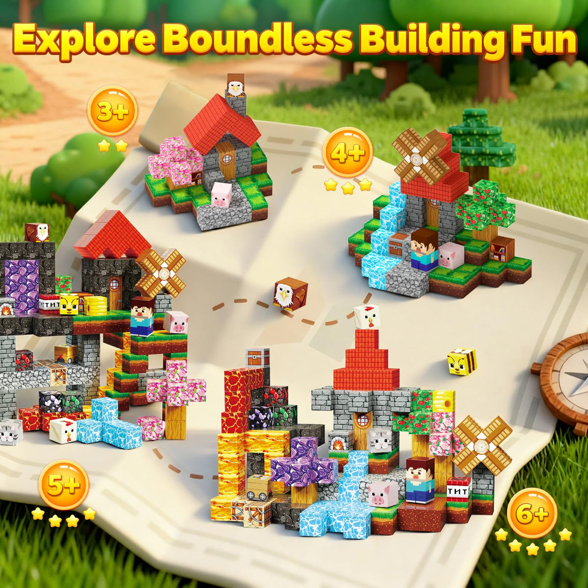 Lukoca kids-building-forest-scene captures interactive, screen-free play and collaboration