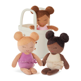 LullaBaby 3-piece bath dolls set for imaginative bathtime play with soft plush realism.